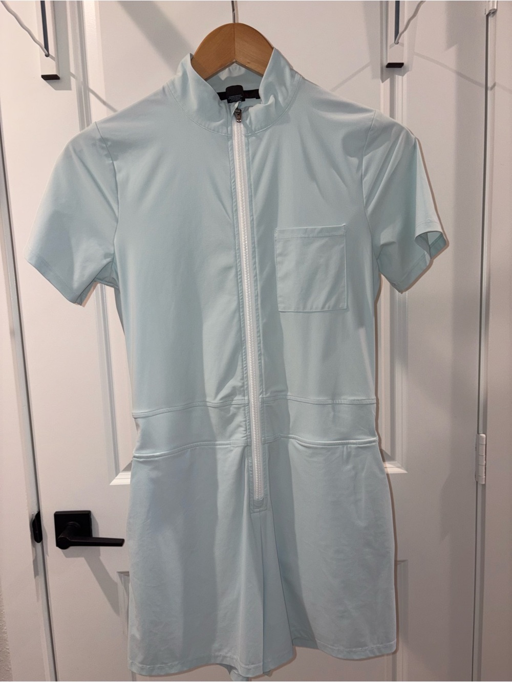 Greyson Short Sleeve Zip Front Romper